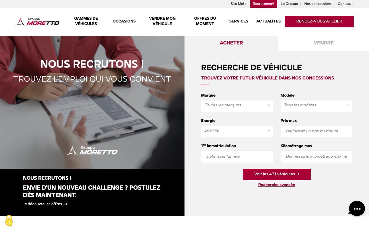 Groupe Moretto — Site de concessions automobiles
